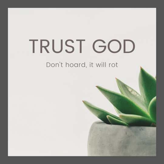 Trust God, don't hoard, it will rot bible quote