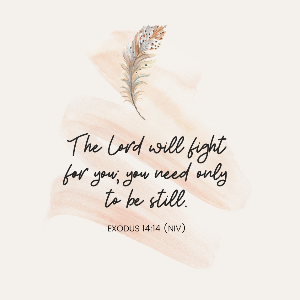 The Lord will fight for you, you need only to be still Exodus 14:14 bible quote