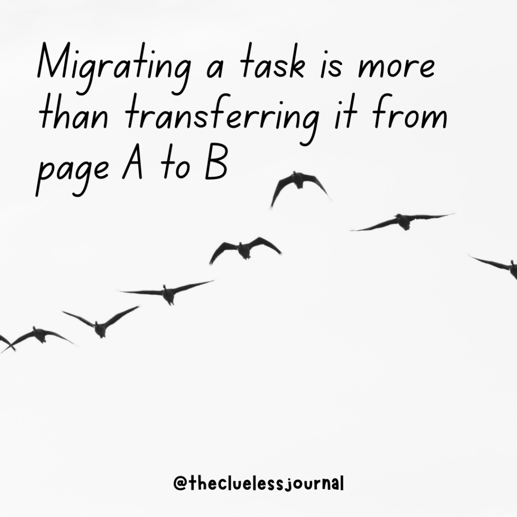 Migrating a task in bullet journal requires mindfulness and intentionality
