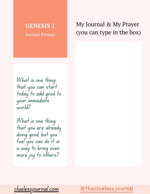 Journal Prompts from Daily Bible Verse and Chapter of Genesis Bible Journal Workbook