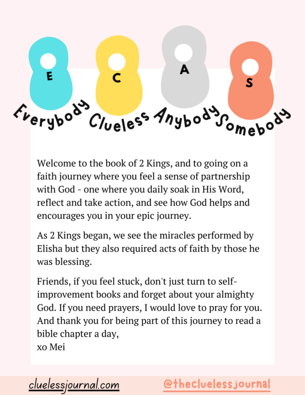 2 Kings Bible Journal Workbook Welcome Letter