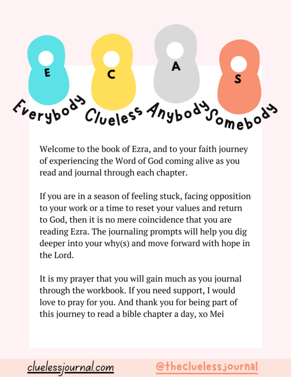 Ezra Bible Journal Workbook Welcome Letter