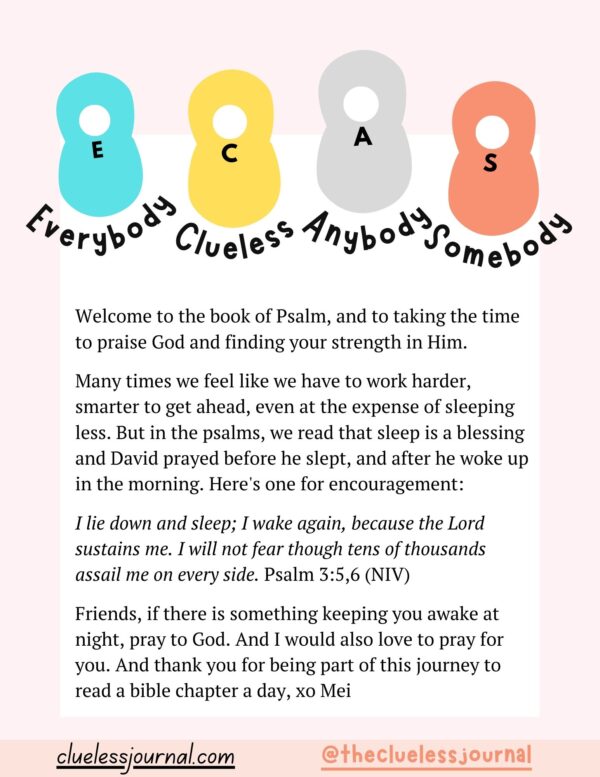 Welcome Letter of Psalm Bible Journal Workbook Book 1 of Psalm