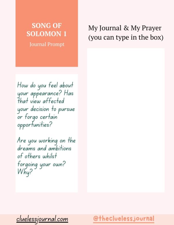 Song of Solomon Bible Journal workbook Daily Journal Prompt